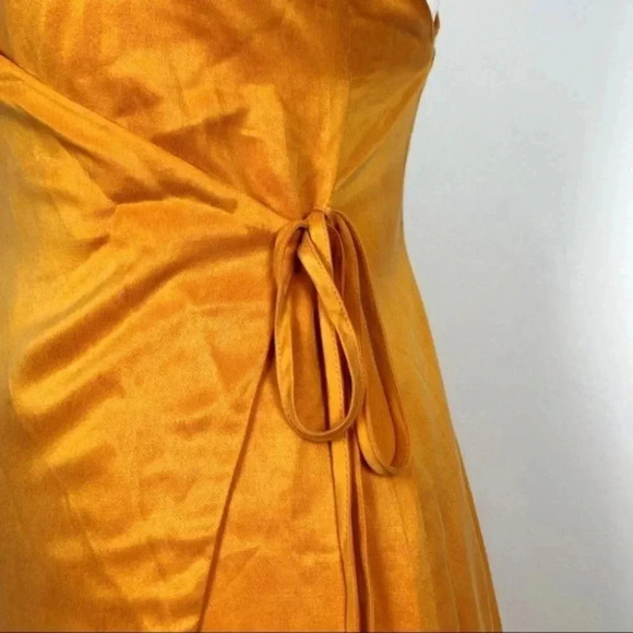 NWT NBD Esperanza Gown in Canary Orange Cupro Rayon Wrap Cross Dress Size: Small - Picture 5 of 6